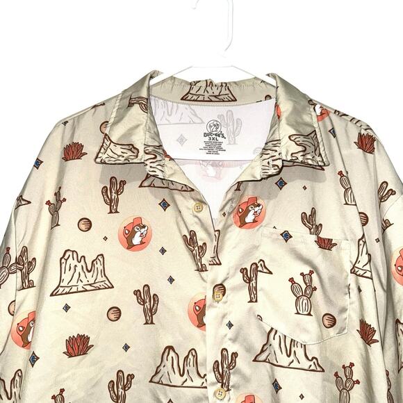 Buc-ees Mens Desert Cactus Print Short Sleeve Button Up Camper Shirt 3XL - Picture 5 of 12